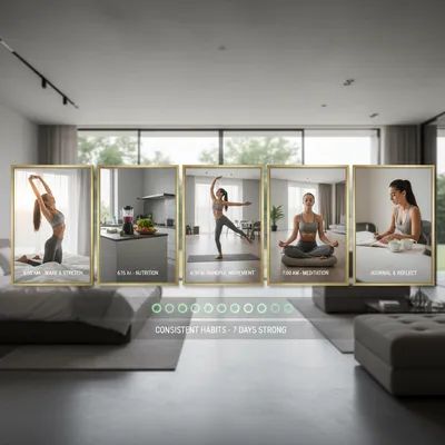 Daily routine visualization emphasizing consistent habits